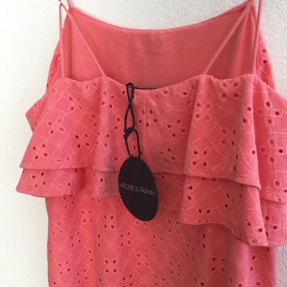 Harlowe & Graham Eyelet Flutter Coral Cami Top - Picture 5 of 7